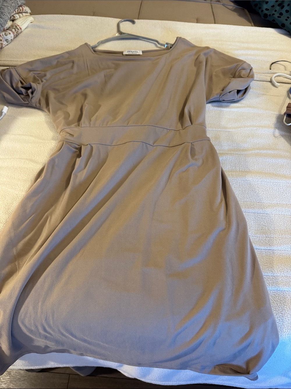 Neutral Taupe Short Sleeve Women’s Dress